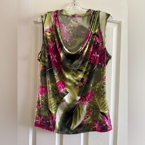 Sleeveless tropical cowl neck tank top  🌴